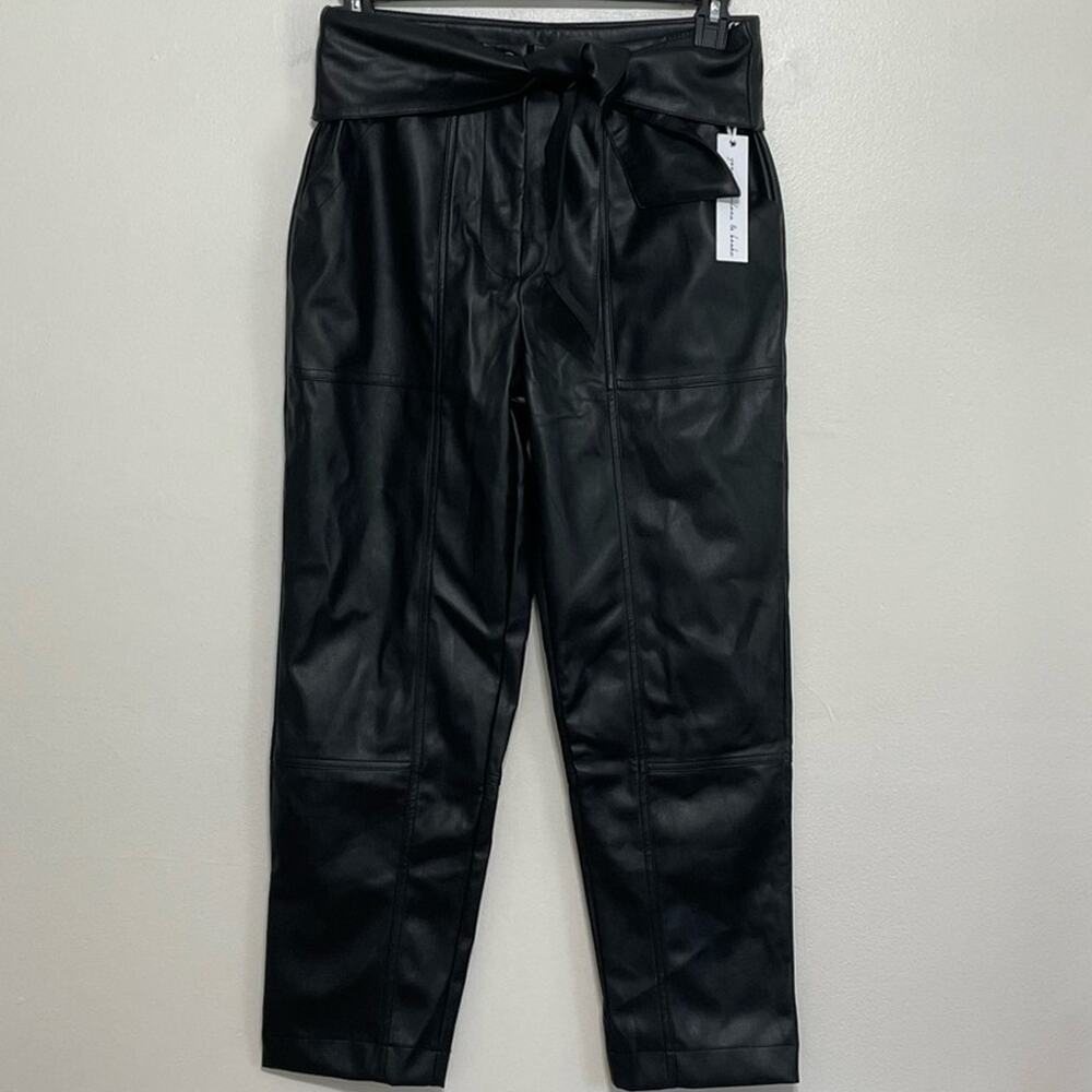 Young Fabulous & Broke Black Faux Leather Tie Waist Pants L NWT